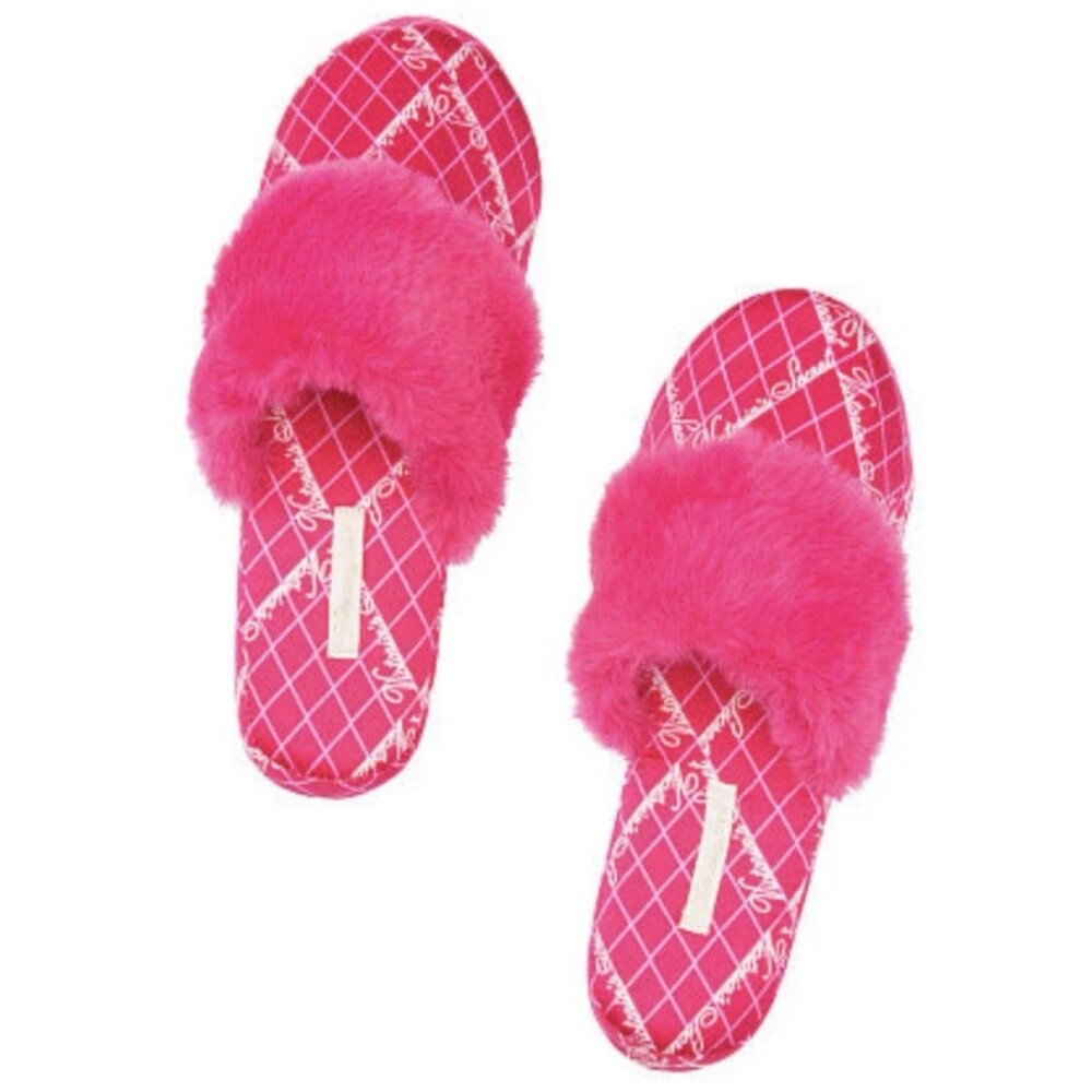 Victoria’s Secret Pink Closed Toe Signature Satin Slippers Sz L (9-10) New
